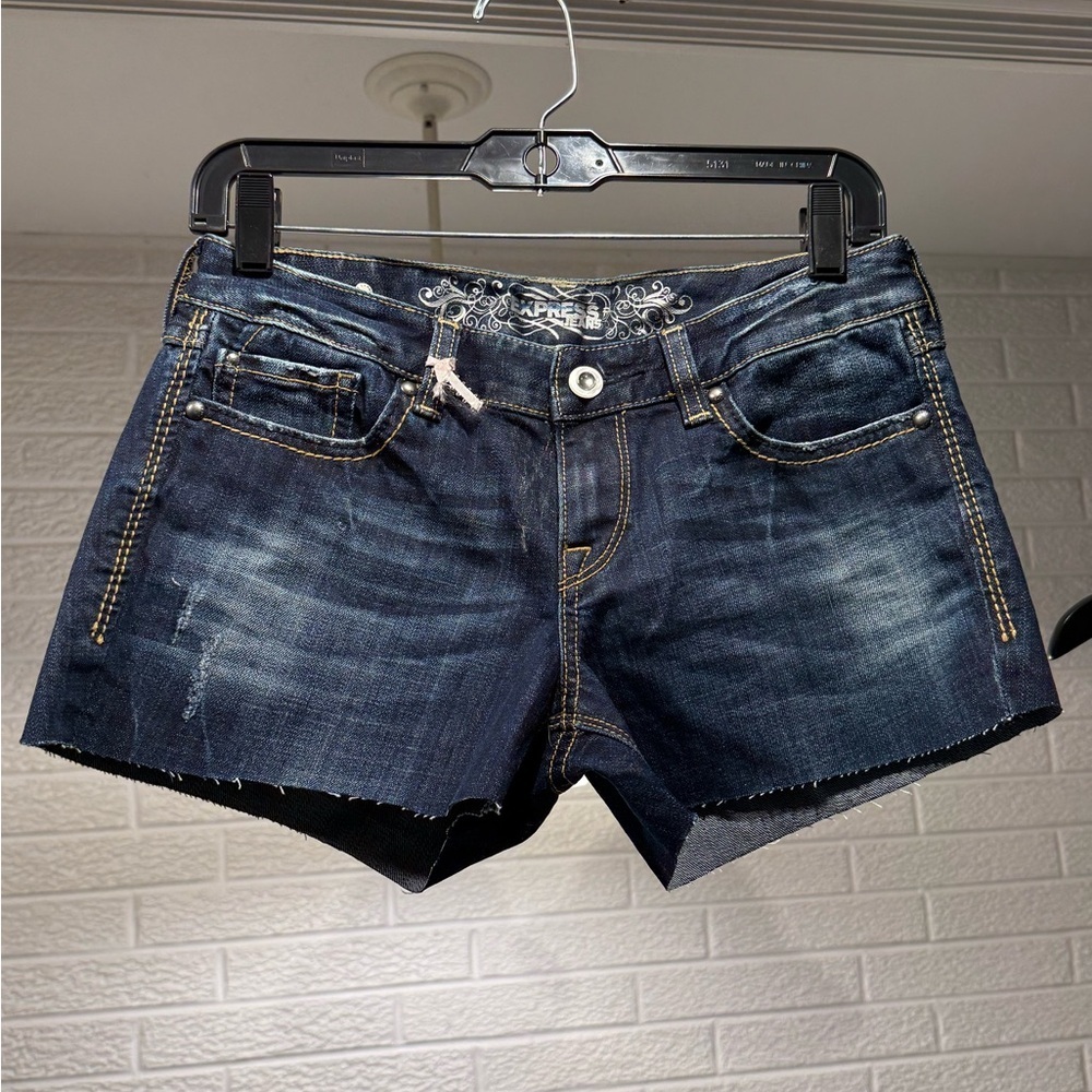 Express Dark Wash Jean Shorts